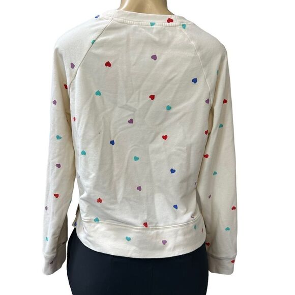 Wildfox Ivory Multicolor Heart Sweatshirt Loungewear pullover small - Picture 5 of 9
